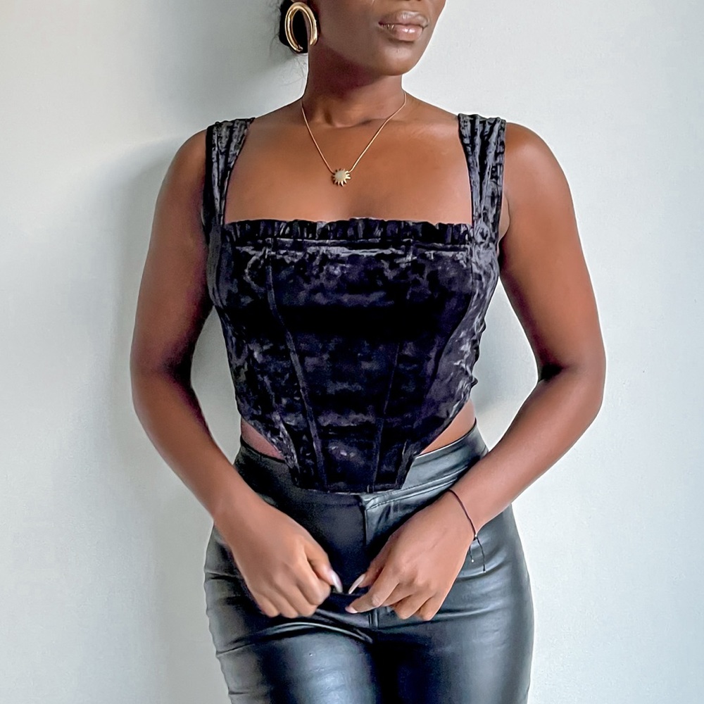 Velvet Faux Corset Tank